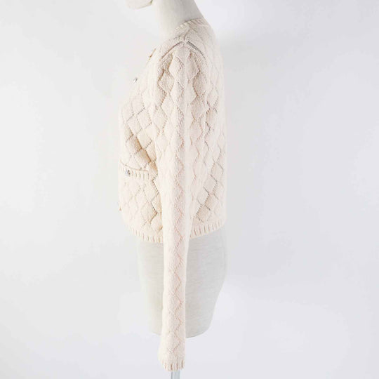 CHANEL cardigan 23S P74515 Outer: 86% cotton, Outer: 14% polyamide, Part: 78% cotton, Part: 21% polyamide, Part: 1% polyurethane Light orange Women 36 Used Authentic