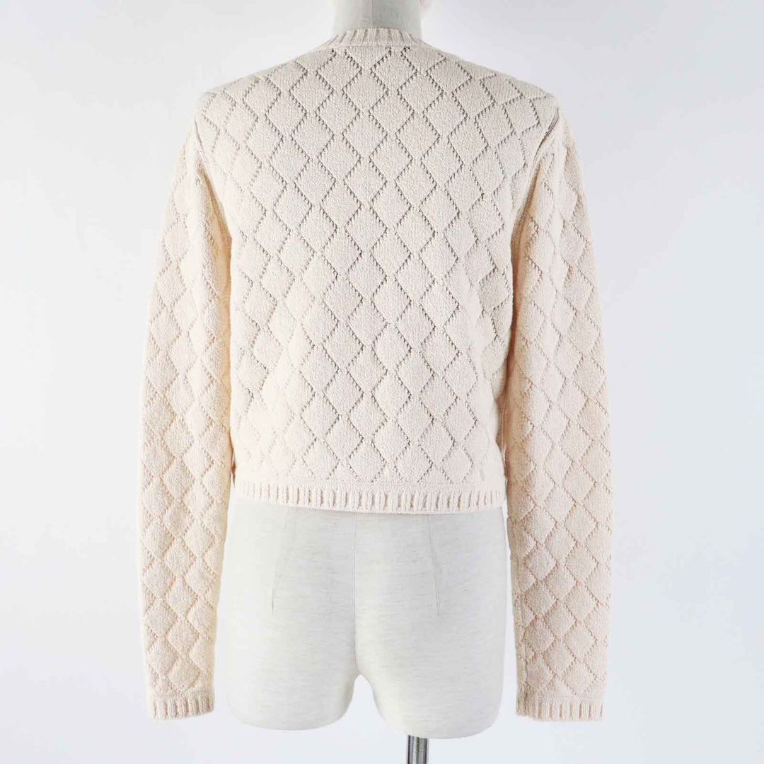 CHANEL cardigan 23S P74515 Outer: 86% cotton, Outer: 14% polyamide, Part: 78% cotton, Part: 21% polyamide, Part: 1% polyurethane Light orange Women 36 Used Authentic
