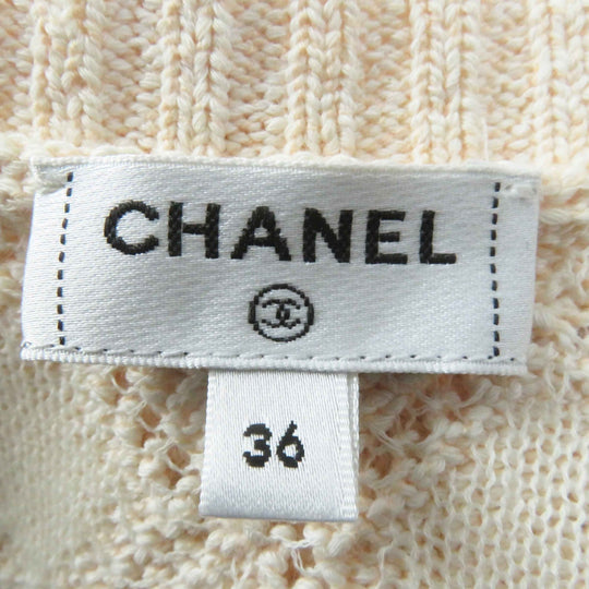 CHANEL cardigan 23S P74515 Outer: 86% cotton, Outer: 14% polyamide, Part: 78% cotton, Part: 21% polyamide, Part: 1% polyurethane Light orange Women 36 Used Authentic