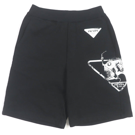 PRADA Shorts UJP195 Main: 100% cotton, part: 95% cotton, part: elastane, part: calf leather black mens XS Used Authentic