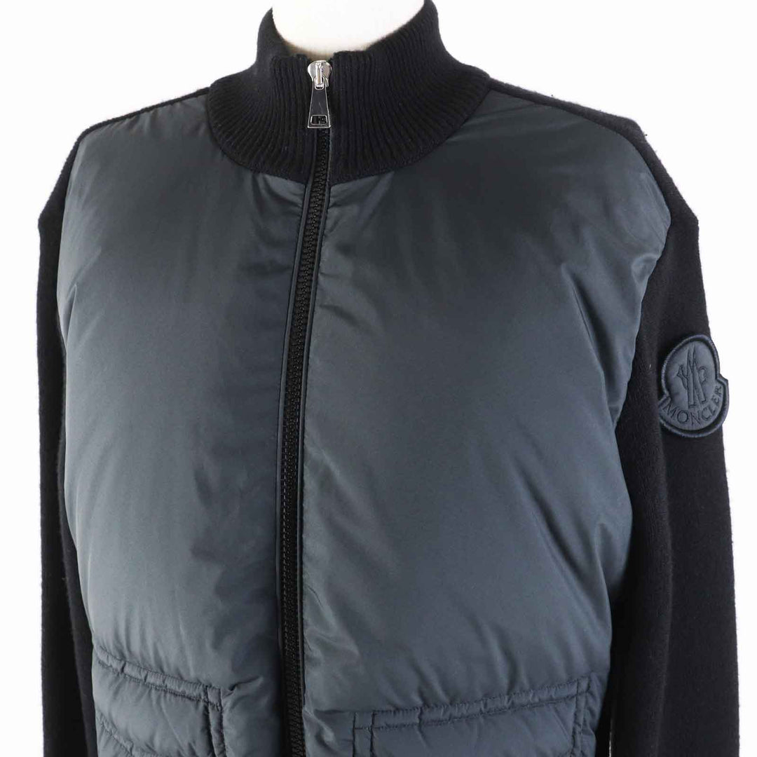 MONCLER Down jacket Surface: 100% polyester, Main: 100% wool black CARDIGAN Women S Used Authentic