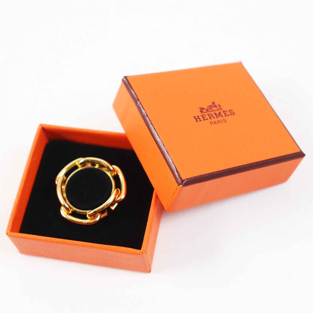 HERMES Scarf ring Main�FGold Plated gold Lukade Women Used Authentic