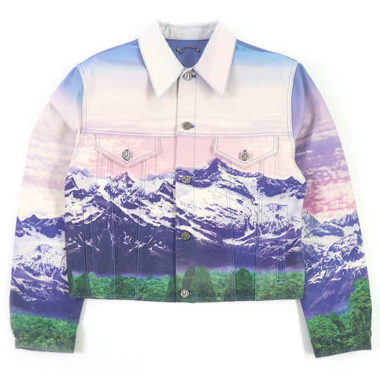 LOUIS VUITTON Denim Jacket 1A9T10 Main: 100% cotton, part: cowhide multicolor landscape mens 48 Used Authentic