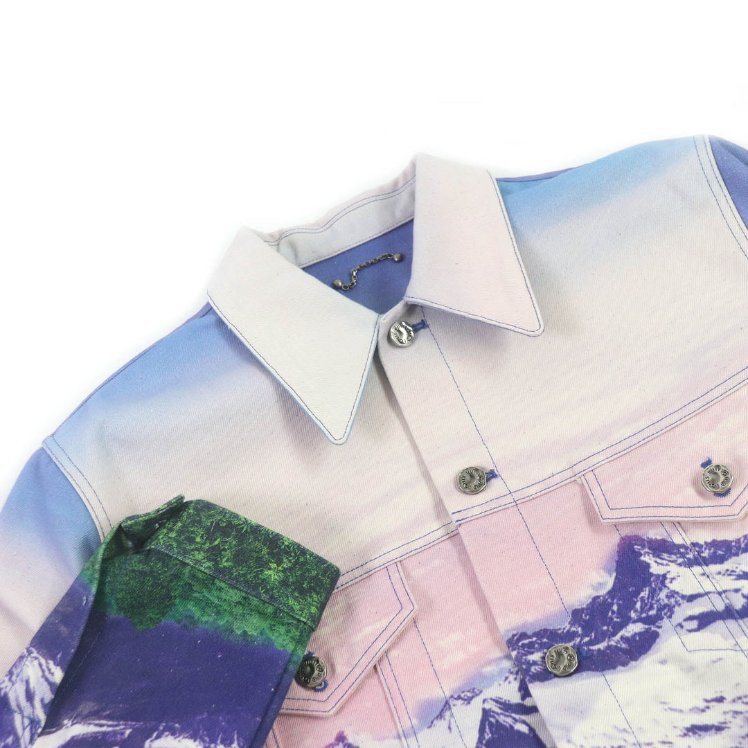 LOUIS VUITTON Denim Jacket 1A9T10 Main: 100% cotton, part: cowhide multicolor landscape mens 48 Used Authentic