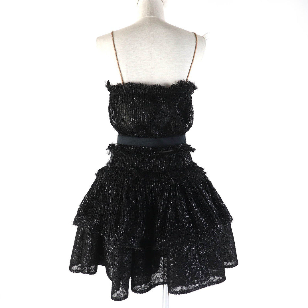 LANVIN one piece Outer: 20% polyamide, Outer: 65% rayon, Outer: 15% polyester, Lining: 100% silk, Part: 88% polyester black Women 34 Used Authentic