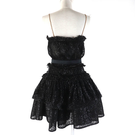 LANVIN one piece Outer: 20% polyamide, Outer: 65% rayon, Outer: 15% polyester, Lining: 100% silk, Part: 88% polyester black Women 34 Used Authentic