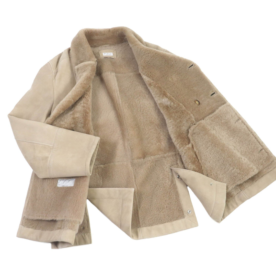 Brunello Cucinelli Mouton coat MPMSC1651 Main: 100% mouton, part: 100% cotton beige mens L Used Authentic