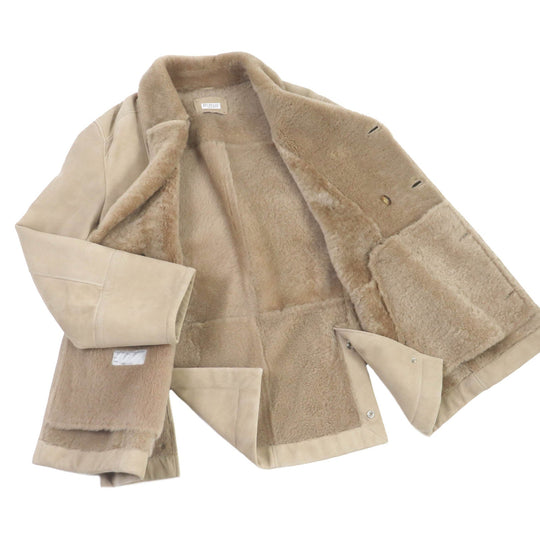 Brunello Cucinelli Mouton coat MPMSC1651 Main: 100% mouton, part: 100% cotton beige mens L Used Authentic
