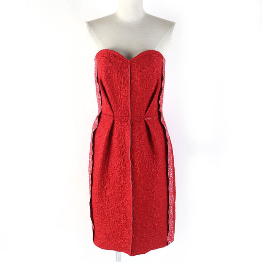 LANVIN one piece Outer: 56% polyester, Outer: 19% silk, Outer: 25% acetate, Lining: 100% silk Red Women 36 Used Authentic
