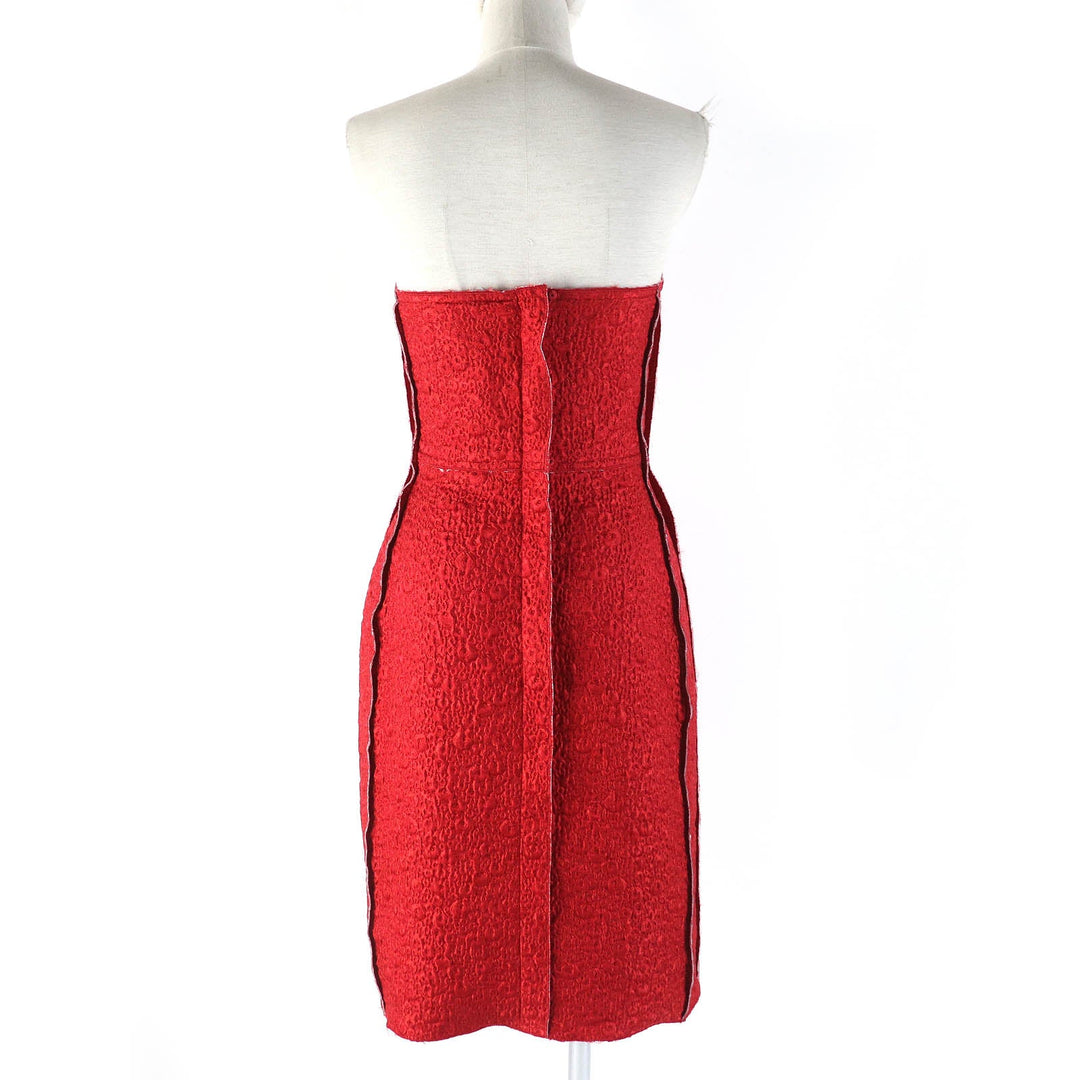 LANVIN one piece Outer: 56% polyester, Outer: 19% silk, Outer: 25% acetate, Lining: 100% silk Red Women 36 Used Authentic