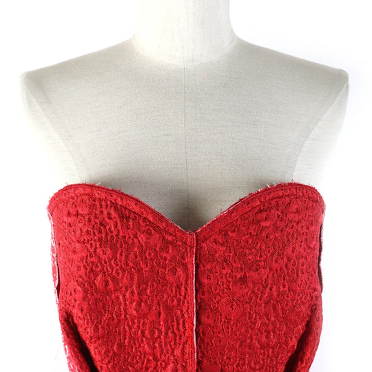 LANVIN one piece Outer: 56% polyester, Outer: 19% silk, Outer: 25% acetate, Lining: 100% silk Red Women 36 Used Authentic