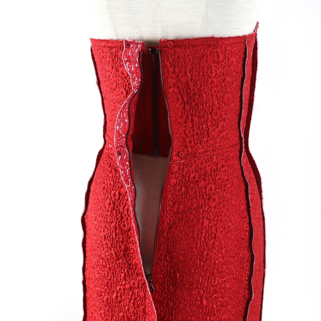 LANVIN one piece Outer: 56% polyester, Outer: 19% silk, Outer: 25% acetate, Lining: 100% silk Red Women 36 Used Authentic