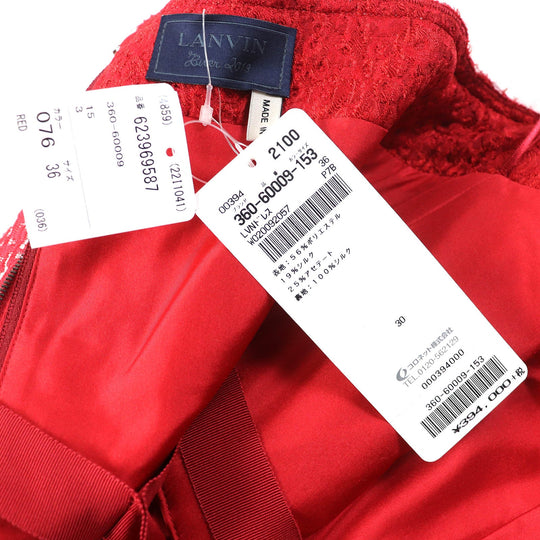 LANVIN one piece Outer: 56% polyester, Outer: 19% silk, Outer: 25% acetate, Lining: 100% silk Red Women 36 Used Authentic