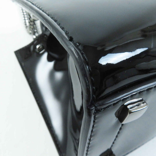 JIMMY CHOO Tote Bag Main: Patent leather Black White VARENNE TOTE BAG Women Used Authentic