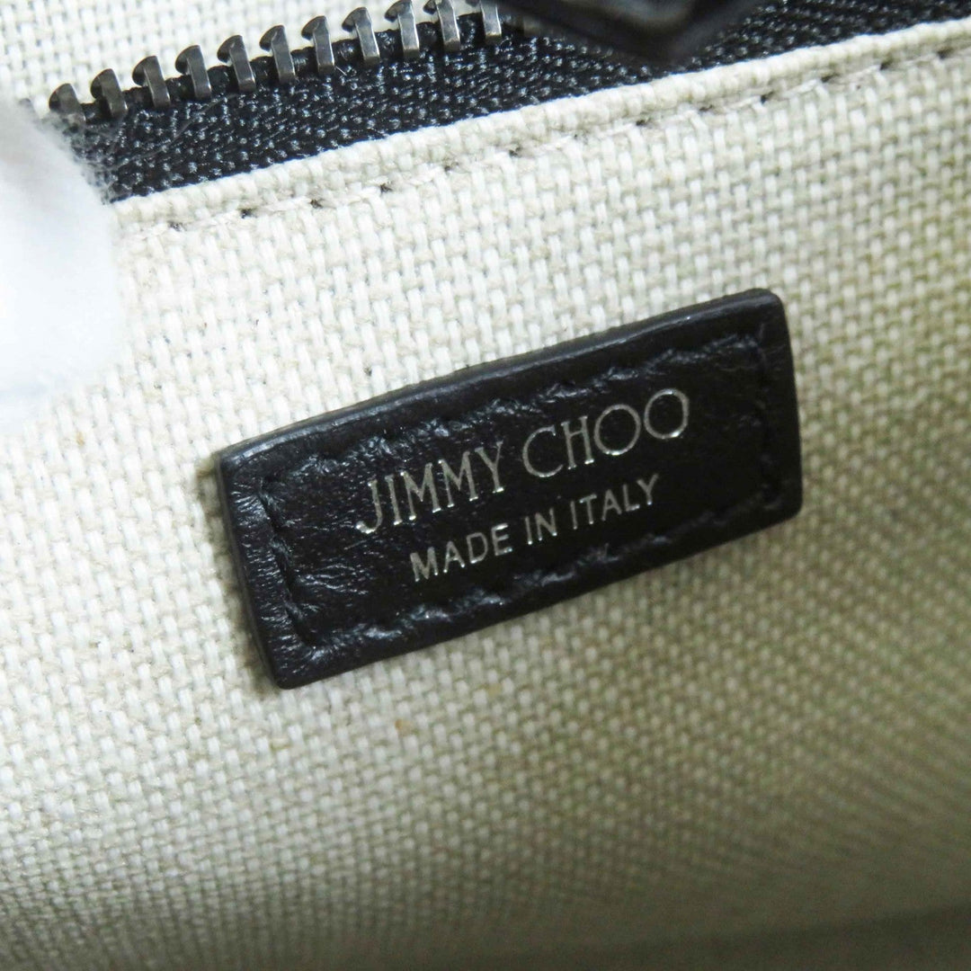 JIMMY CHOO Tote Bag Main: Patent leather Black White VARENNE TOTE BAG Women Used Authentic