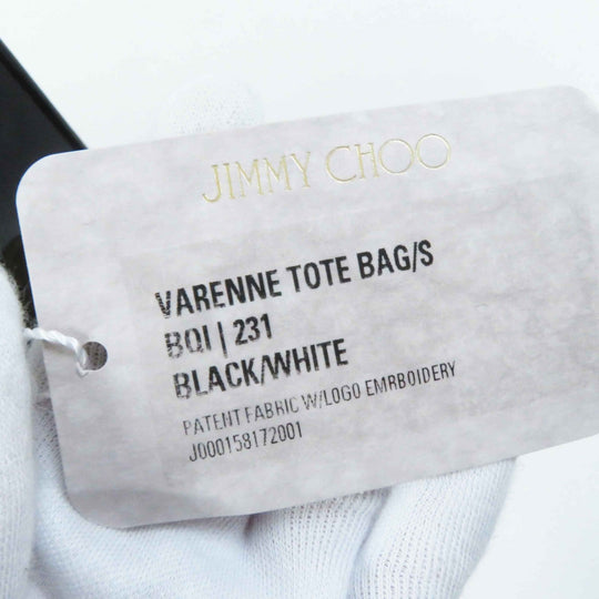 JIMMY CHOO Tote Bag Main: Patent leather Black White VARENNE TOTE BAG Women Used Authentic