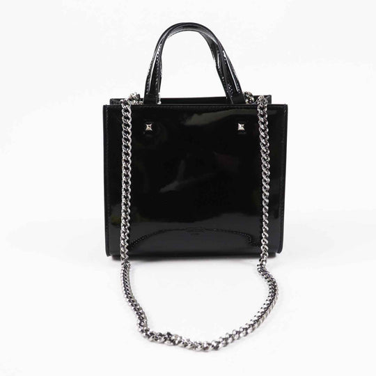 JIMMY CHOO Tote Bag Main: Patent leather Black White VARENNE TOTE BAG Women Used Authentic