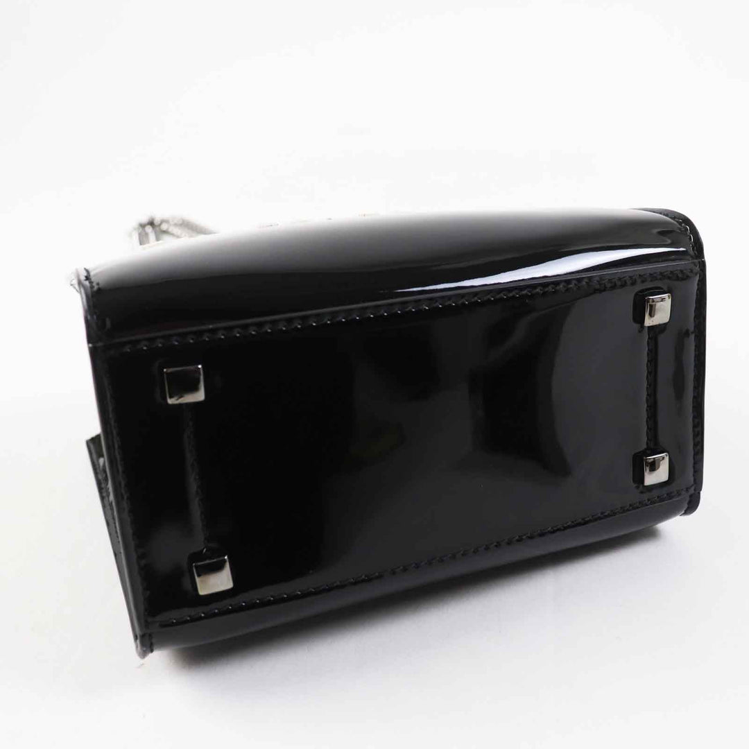 JIMMY CHOO Tote Bag Main: Patent leather Black White VARENNE TOTE BAG Women Used Authentic
