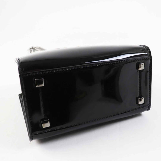 JIMMY CHOO Tote Bag Main: Patent leather Black White VARENNE TOTE BAG Women Used Authentic