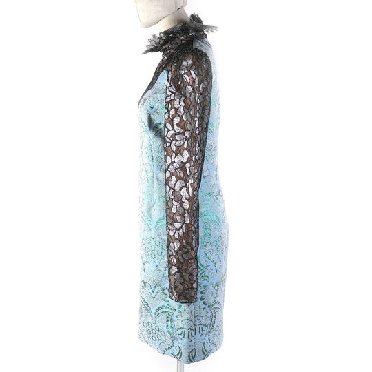 LANVIN one piece Outer material: 100% polyester, Outer material: 20% polyamide, Outer material: 21% polyester, Outer material: 59% rayon, Part: 100% silk Light blue type Black type Women 36 Used Authentic