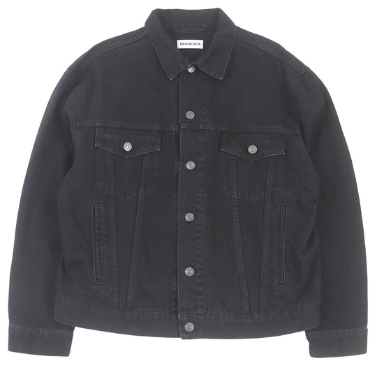 BALENCIAGA Denim Jacket 571449 Main: 100% cotton, some: glass beads black mens 34 Used Authentic