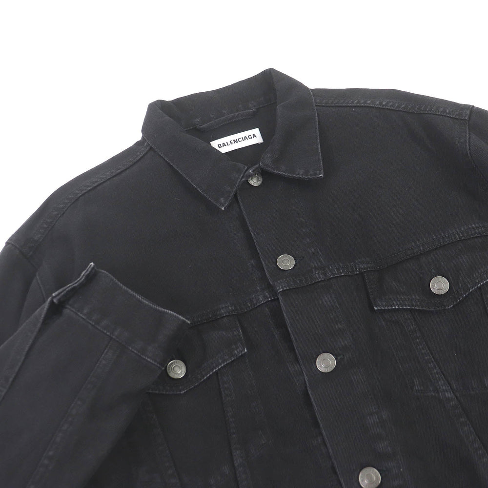 BALENCIAGA Denim Jacket 571449 Main: 100% cotton, some: glass beads black mens 34 Used Authentic