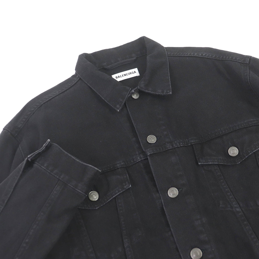 BALENCIAGA Denim Jacket 571449 Main: 100% cotton, some: glass beads black mens 34 Used Authentic