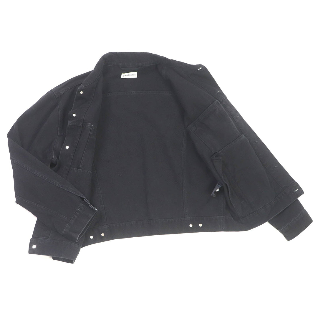 BALENCIAGA Denim Jacket 571449 Main: 100% cotton, some: glass beads black mens 34 Used Authentic
