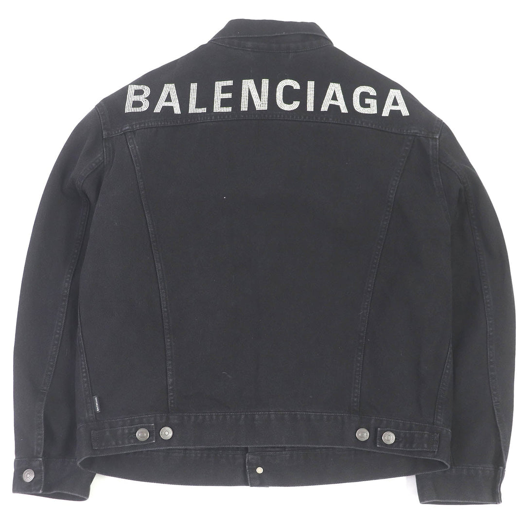 BALENCIAGA Denim Jacket 571449 Main: 100% cotton, some: glass beads black mens 34 Used Authentic