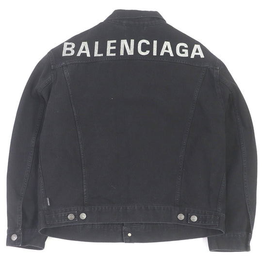 BALENCIAGA Denim Jacket 571449 Main: 100% cotton, some: glass beads black mens 34 Used Authentic