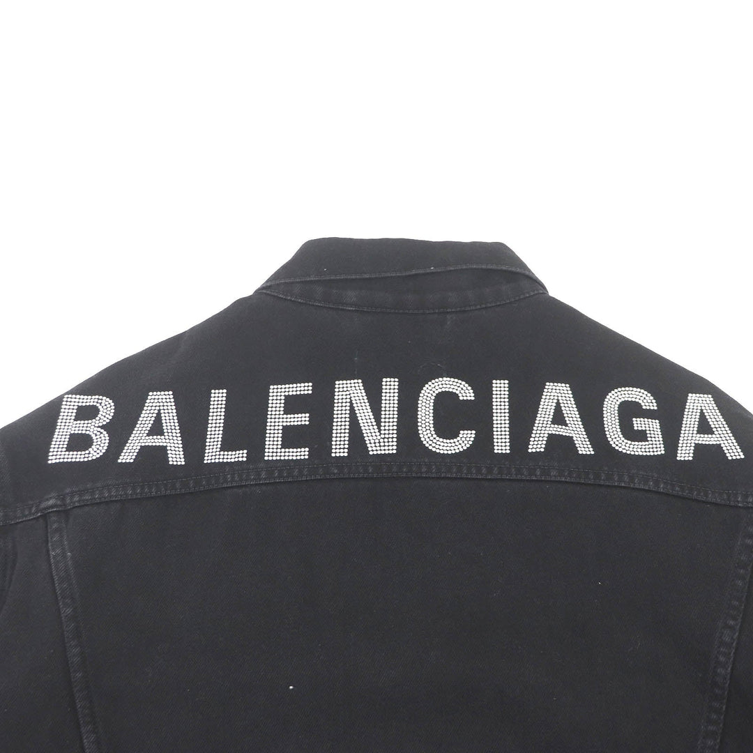 BALENCIAGA Denim Jacket 571449 Main: 100% cotton, some: glass beads black mens 34 Used Authentic