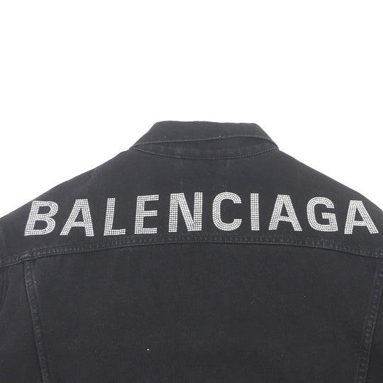 BALENCIAGA Denim Jacket 571449 Main: 100% cotton, some: glass beads black mens 34 Used Authentic