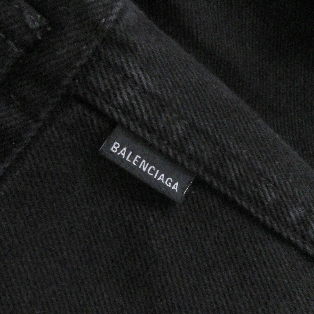 BALENCIAGA Denim Jacket 571449 Main: 100% cotton, some: glass beads black mens 34 Used Authentic