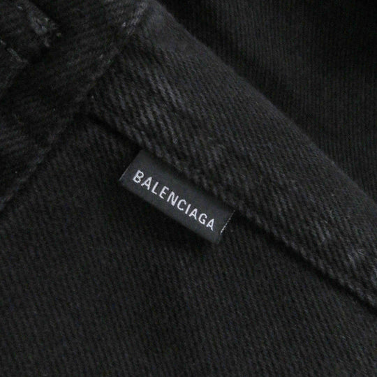 BALENCIAGA Denim Jacket 571449 Main: 100% cotton, some: glass beads black mens 34 Used Authentic