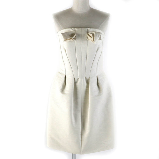 LANVIN one piece Outer: 21% polyamide, Outer: 71% cotton, Outer: 5% polyester, Outer: 3% silk, Lining: 100% silk light beige Women 36 Used Authentic