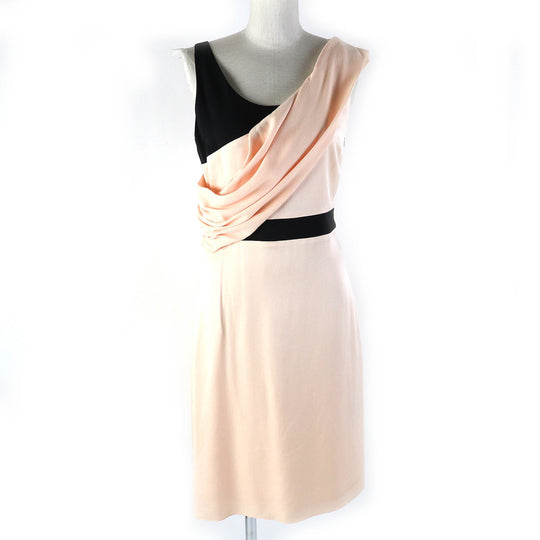 LANVIN one piece Outer: 70% rayon, Outer: 30% acetate, Outer: 70% rayon, Outer: 30% acetate, Lining: 100% silk Pink beige black Women 36 Used Authentic