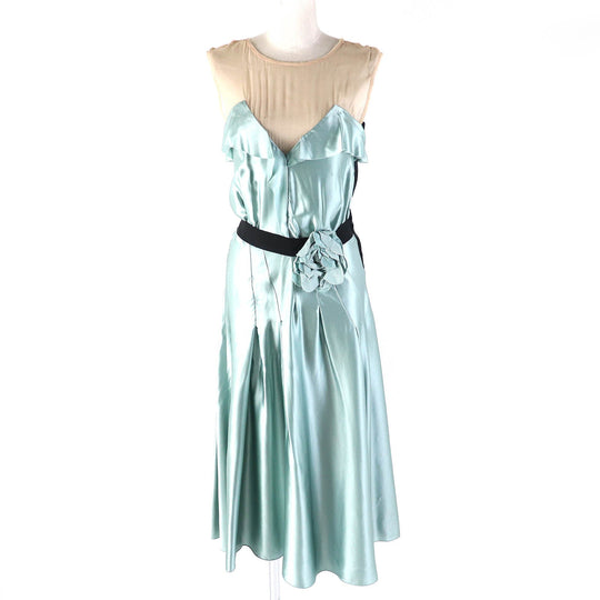 LANVIN one piece Outer material: 100% silk, Outer material: 100% silk Light Green Beige Black Women 34 Used Authentic