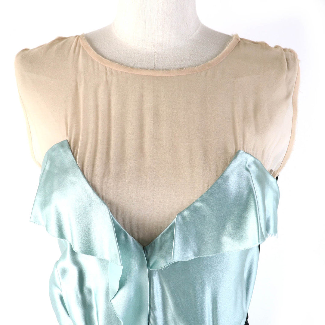 LANVIN one piece Outer material: 100% silk, Outer material: 100% silk Light Green Beige Black Women 34 Used Authentic
