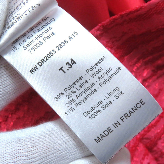 LANVIN one piece Outer: 11% polyamide, Outer: 39% polyester, Outer: 25% wool, Outer: 25% acrylic, Lining: 100% silk Red pink type Women 34 Used Authentic