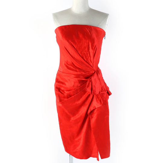 LANVIN one piece Outer: 70% linen, Outer: 30% cupra, Outer: 73% polyamide, Outer: 27% elastane, Lining: 100% silk Red Women 38 Used Authentic