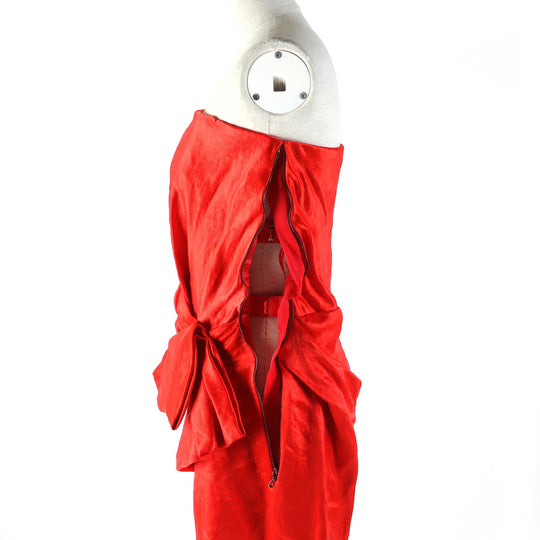 LANVIN one piece Outer: 70% linen, Outer: 30% cupra, Outer: 73% polyamide, Outer: 27% elastane, Lining: 100% silk Red Women 38 Used Authentic