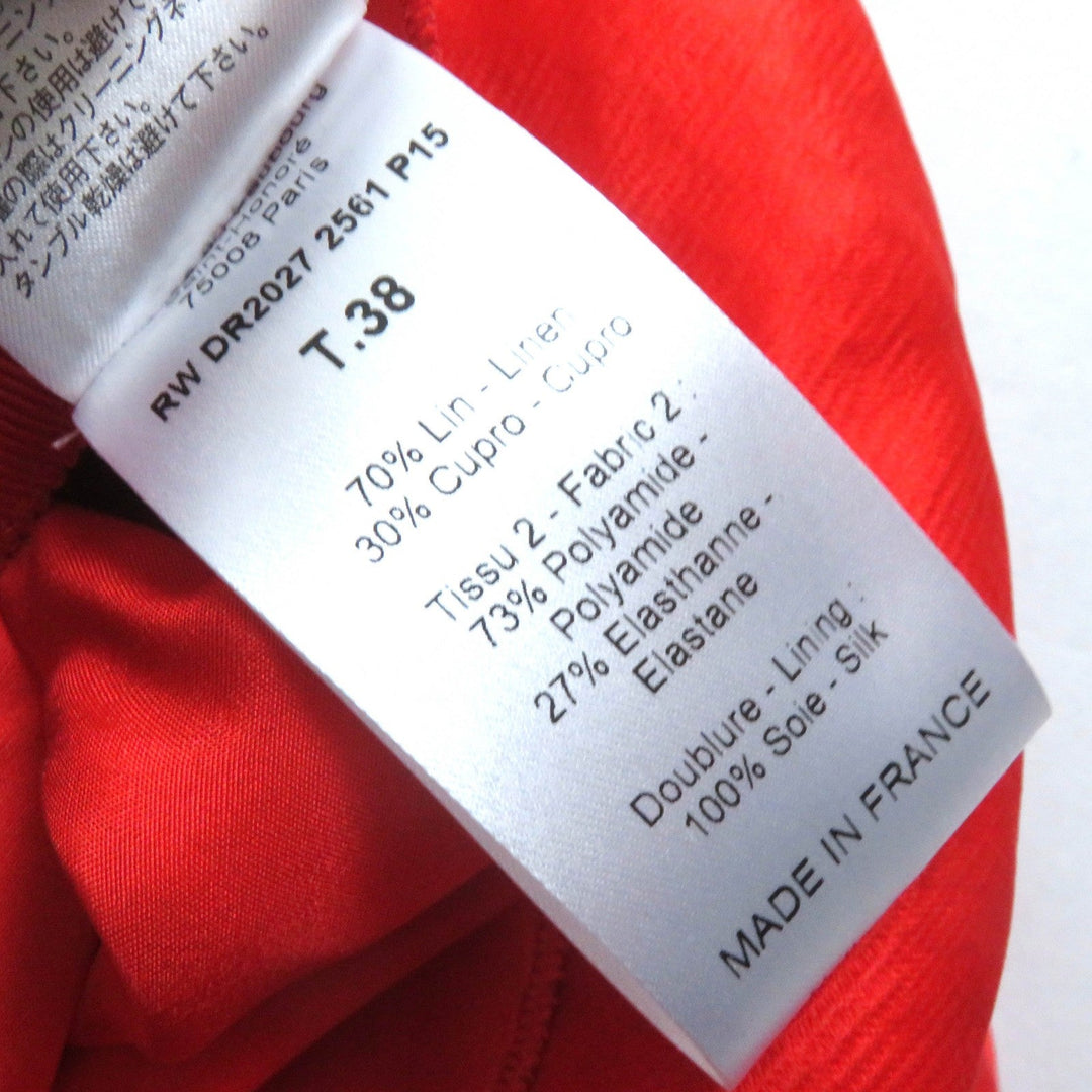 LANVIN one piece Outer: 70% linen, Outer: 30% cupra, Outer: 73% polyamide, Outer: 27% elastane, Lining: 100% silk Red Women 38 Used Authentic
