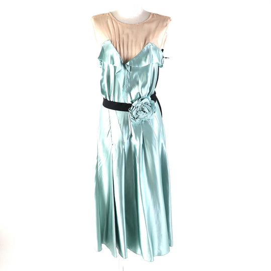 LANVIN one piece Outer material: 100% silk, Outer material: 100% silk Light Green Beige Black Women 36 Used Authentic