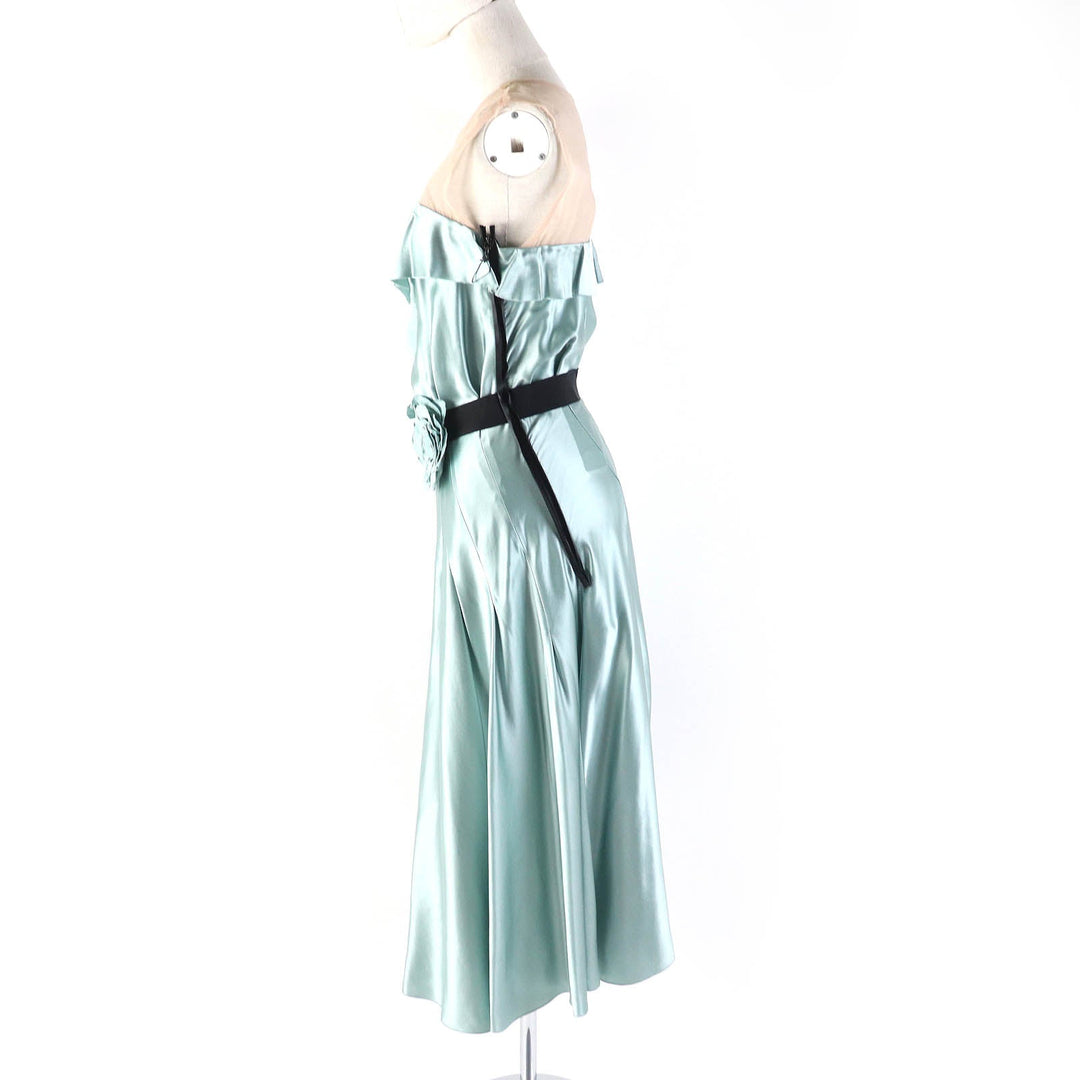 LANVIN one piece Outer material: 100% silk, Outer material: 100% silk Light Green Beige Black Women 36 Used Authentic