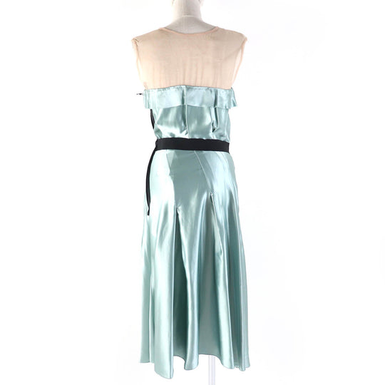 LANVIN one piece Outer material: 100% silk, Outer material: 100% silk Light Green Beige Black Women 36 Used Authentic
