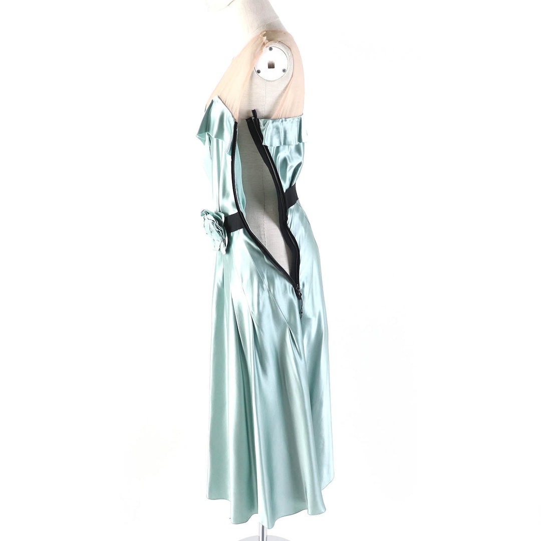 LANVIN one piece Outer material: 100% silk, Outer material: 100% silk Light Green Beige Black Women 36 Used Authentic