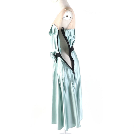 LANVIN one piece Outer material: 100% silk, Outer material: 100% silk Light Green Beige Black Women 36 Used Authentic