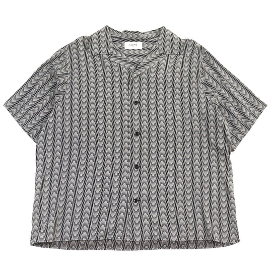 CELINE Short sleeve shirt 2C036881H Main: 100% rayon Black White All-over pattern mens 40 Used Authentic