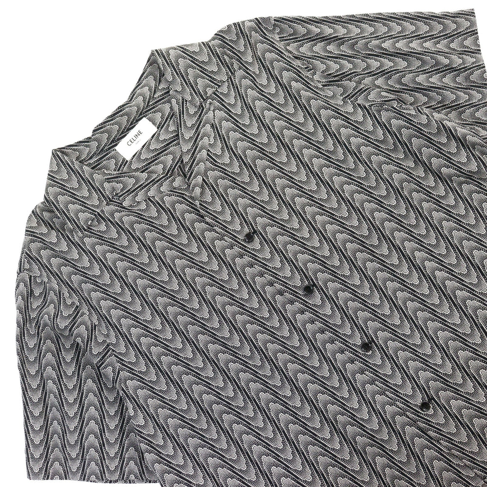 CELINE Short sleeve shirt 2C036881H Main: 100% rayon Black White All-over pattern mens 40 Used Authentic