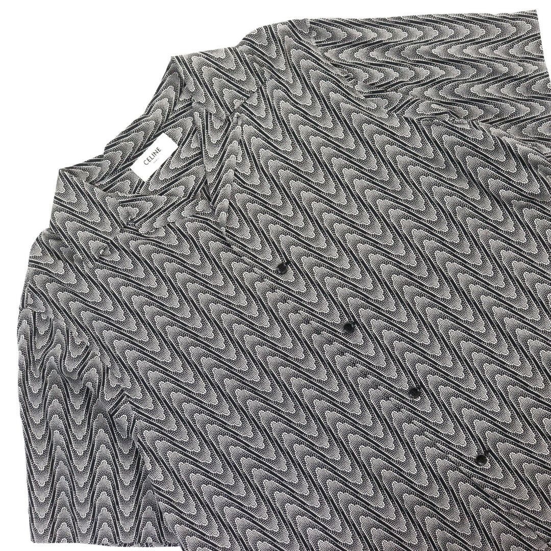 CELINE Short sleeve shirt 2C036881H Main: 100% rayon Black White All-over pattern mens 40 Used Authentic